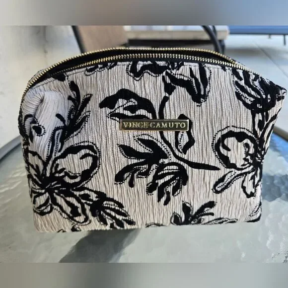 New- Vince Camuto Black and Cream Floral Women's Pouch - Picture 3 of 9